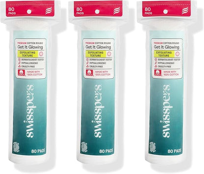 Swisspers Premium Exfoliating Cotton Rounds pack of 3