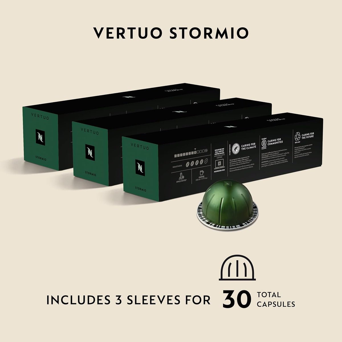 Nespresso Vertuo Stormio coffee capsules box