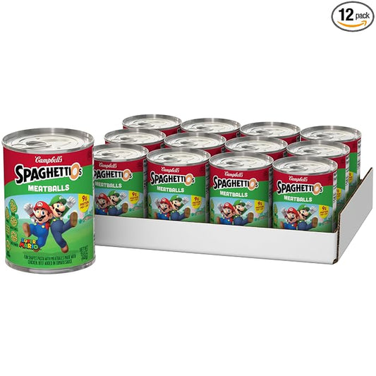 SpaghettiOs Super Mario Bros canned pasta with meatballs
