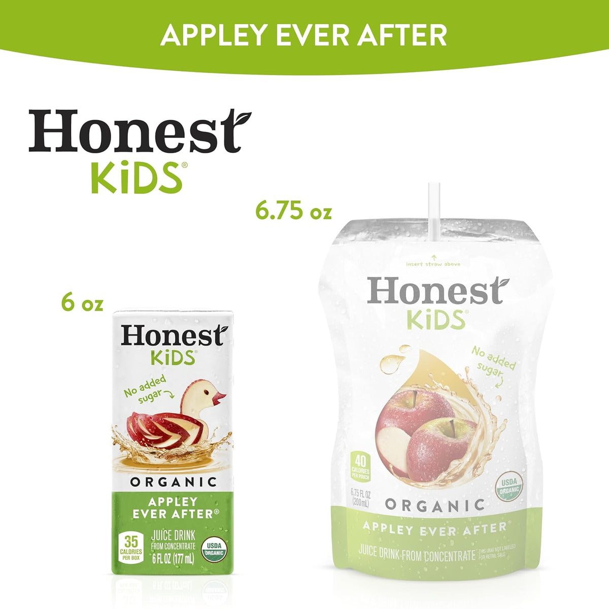 Honest Kids apple juice drink no added sugar packaging