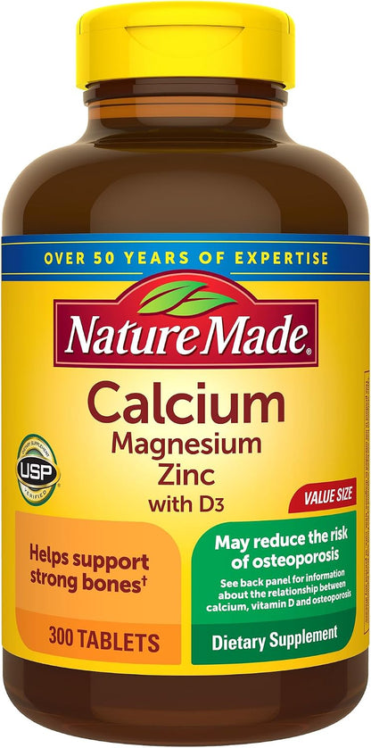 Nature Made Calcium Magnesium Zinc D3 300 tablets supplement