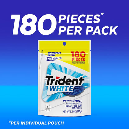 Trident White peppermint sugarless gum resealable packaging
