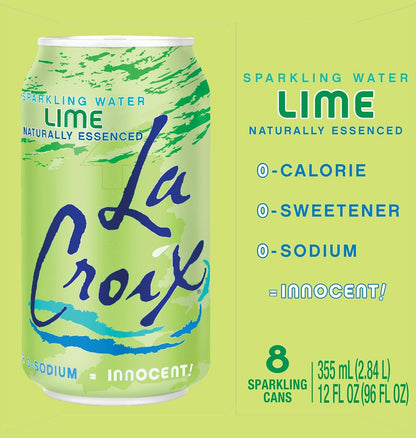 La Croix zero calorie lime sparkling water