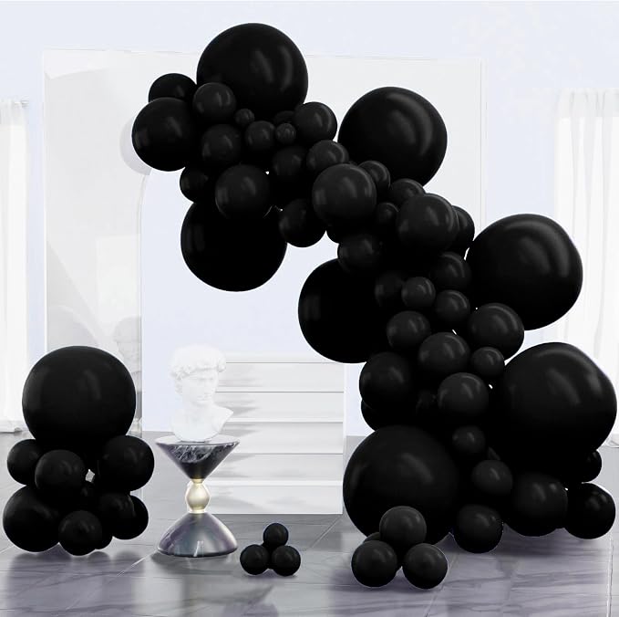 PartyWoo black balloons 100 count mixed sizes