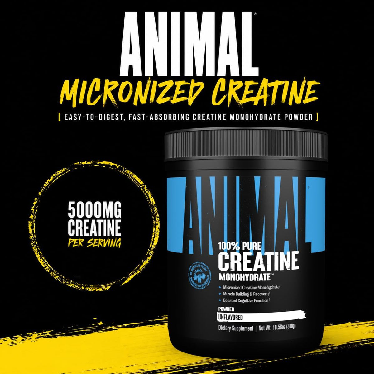 Micronized unflavored creatine monohydrate supplement