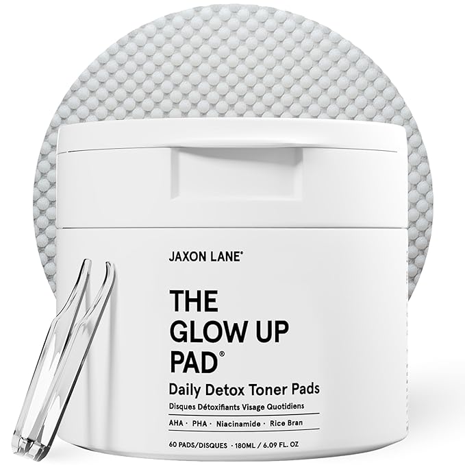 JAXON LANE  — Rice Toner Pads Korean Skin Care Daily Exfoliating Pads for Face: THE GLOW UP Centella AHA PHA Niacinamide Brightening Toner for Mens Skincare, Facial Cleansing, Acne Pores, Dark Spots & Skin Radiance