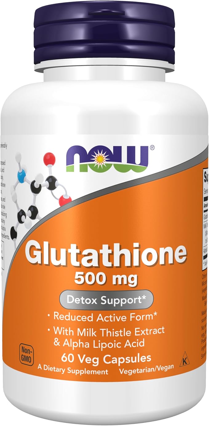 NOW Glutathione 500 mg detoxification support veg caps bottle