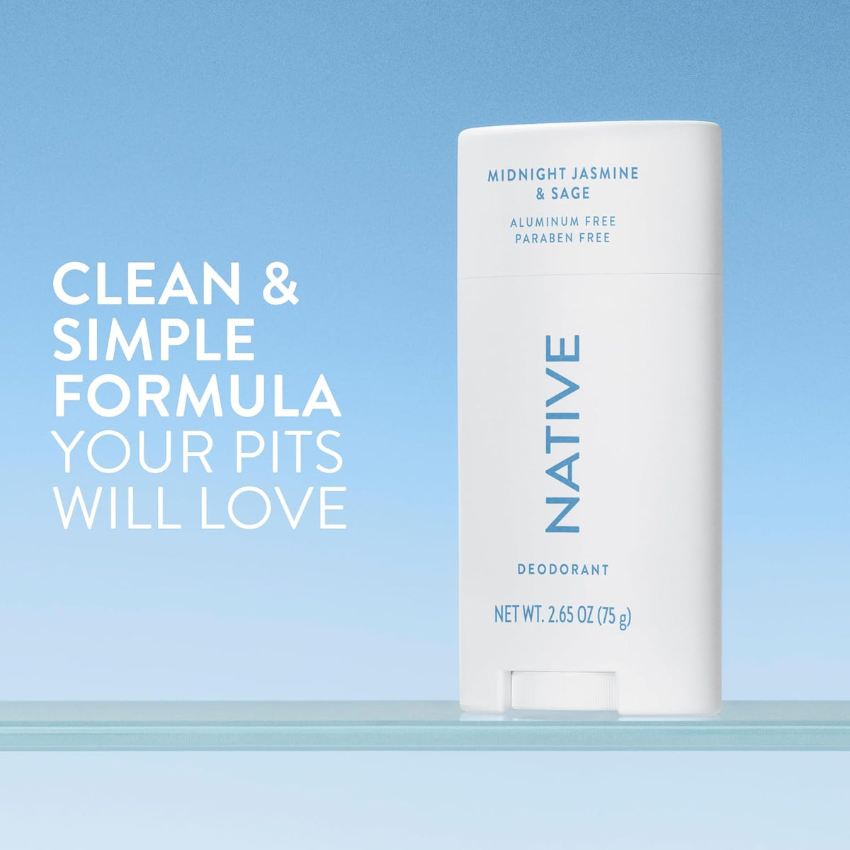 Native Jasmine & Sage solid deodorant with 72-hour odor protection