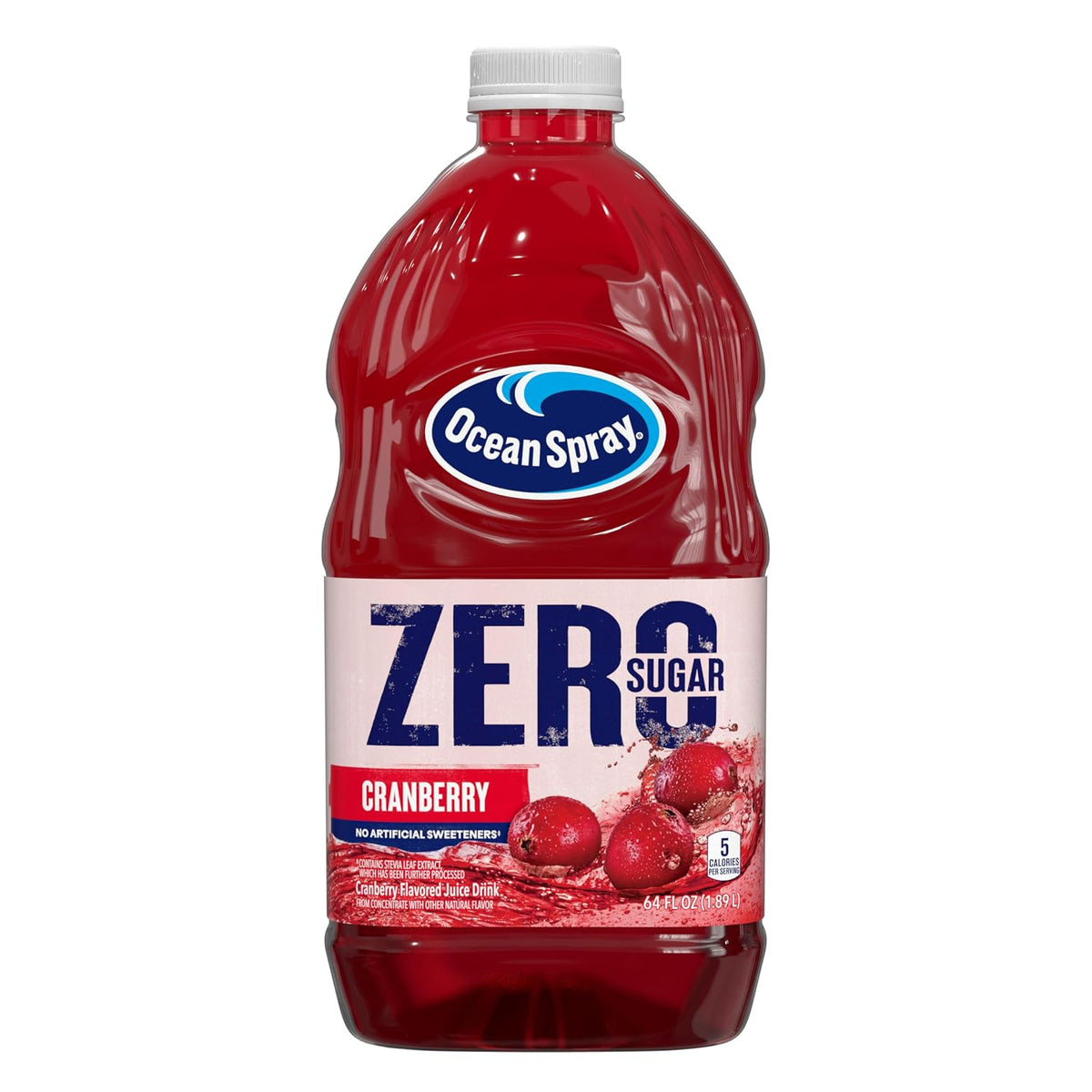 Ocean Spray zero sugar cranberry juice drink front label