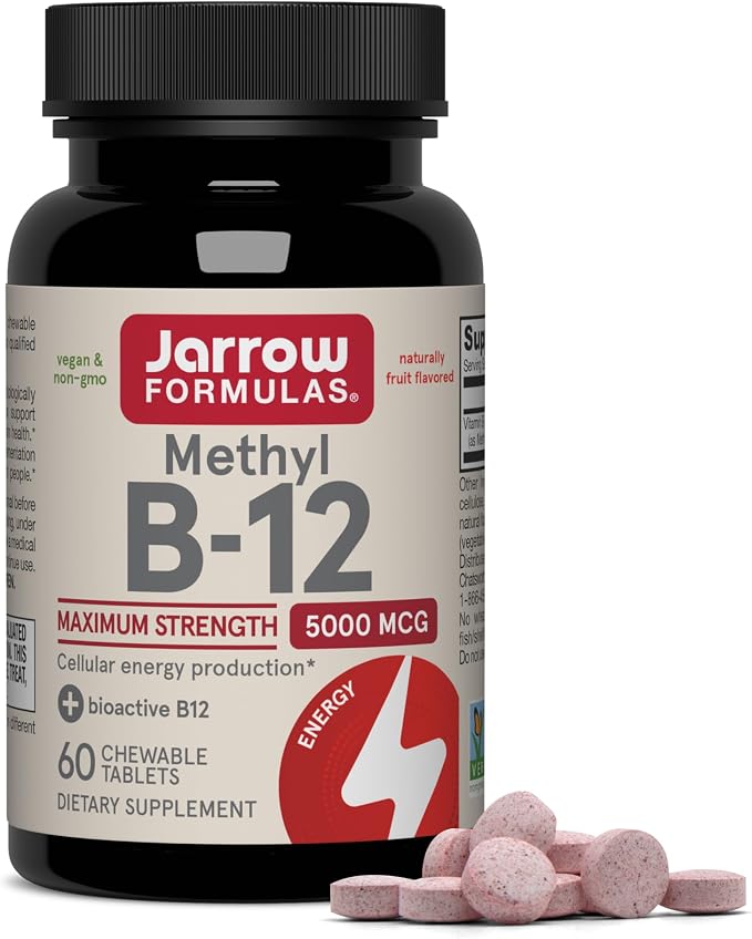 Jarrow Formulas Methyl B-12 5000 mcg chewable tablets bottle