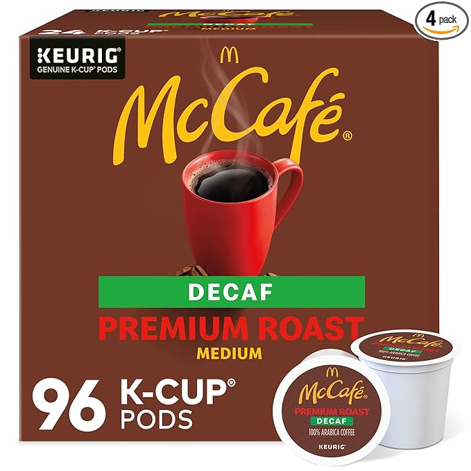 McCafe Premium Roast Decaf K-Cup pods 96 count box