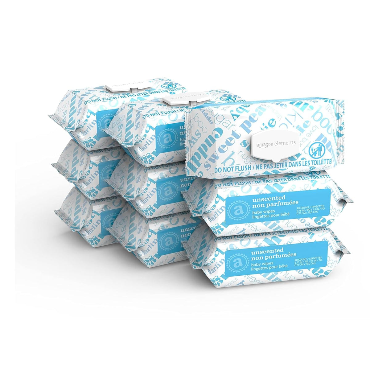 Amazon Elements baby wipes flip-top packs