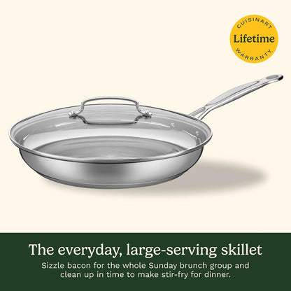 12 inch stainless steel skillet with lid for cooking