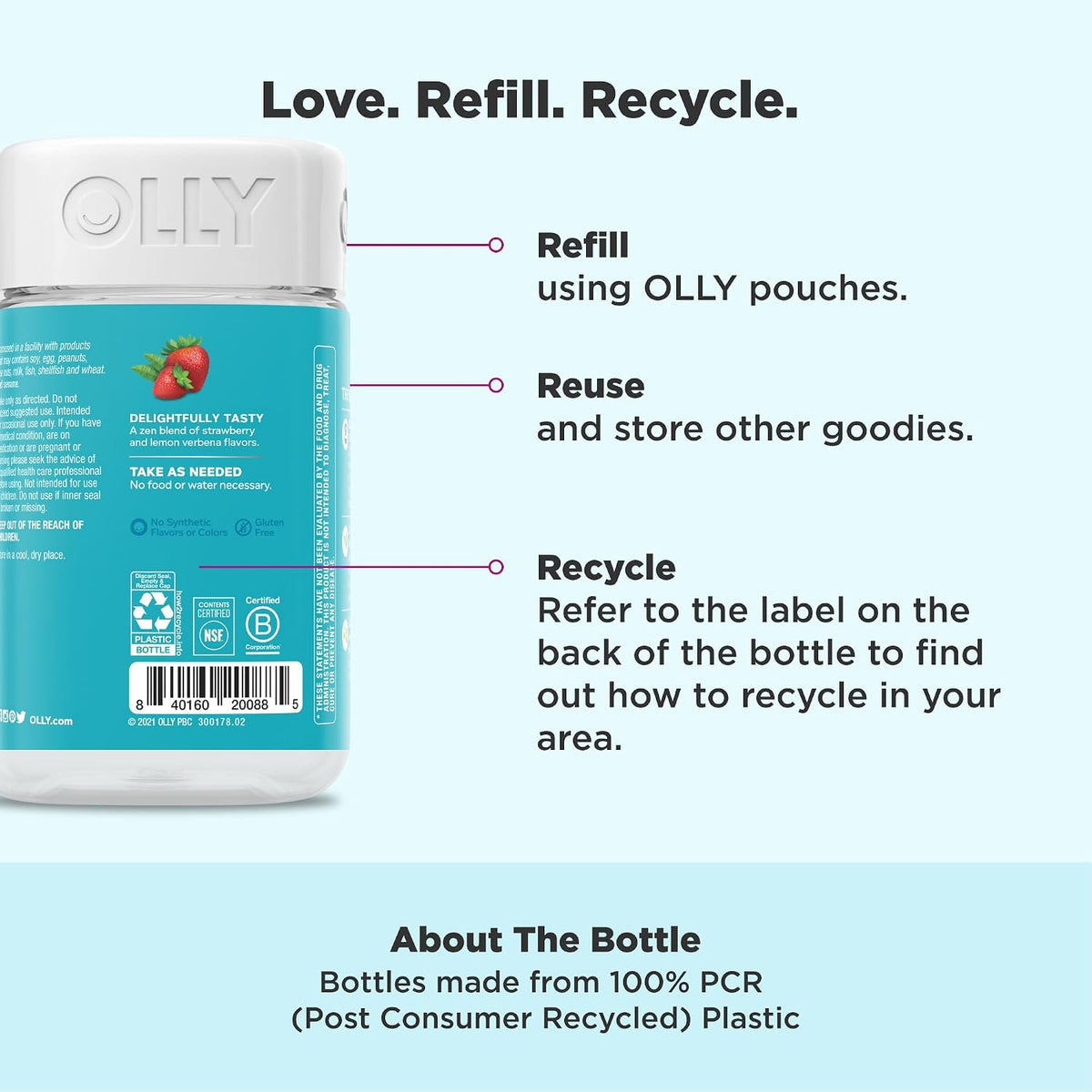 OLLY strawberry lemon verbena gummy supplement
