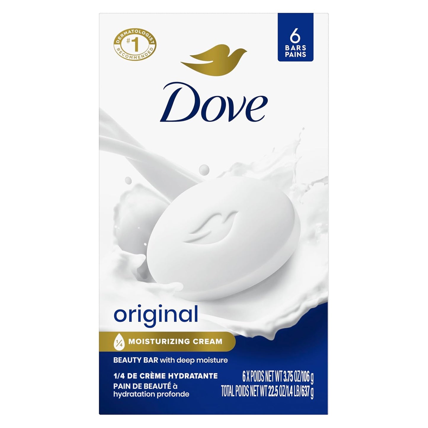Dove Beauty Bar Soap Original for Soft,Smooth Skin,with 1/4 Moisturizing Cream 3.75 oz,(Pack of 16)