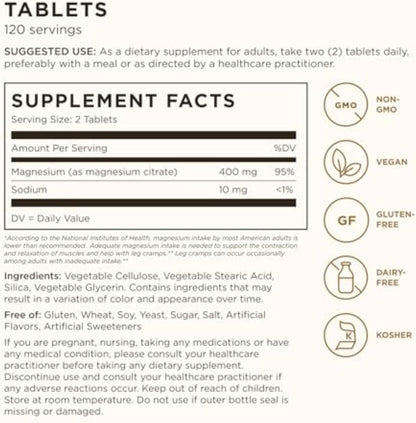 Solgar Magnesium Citrate gluten free tablets