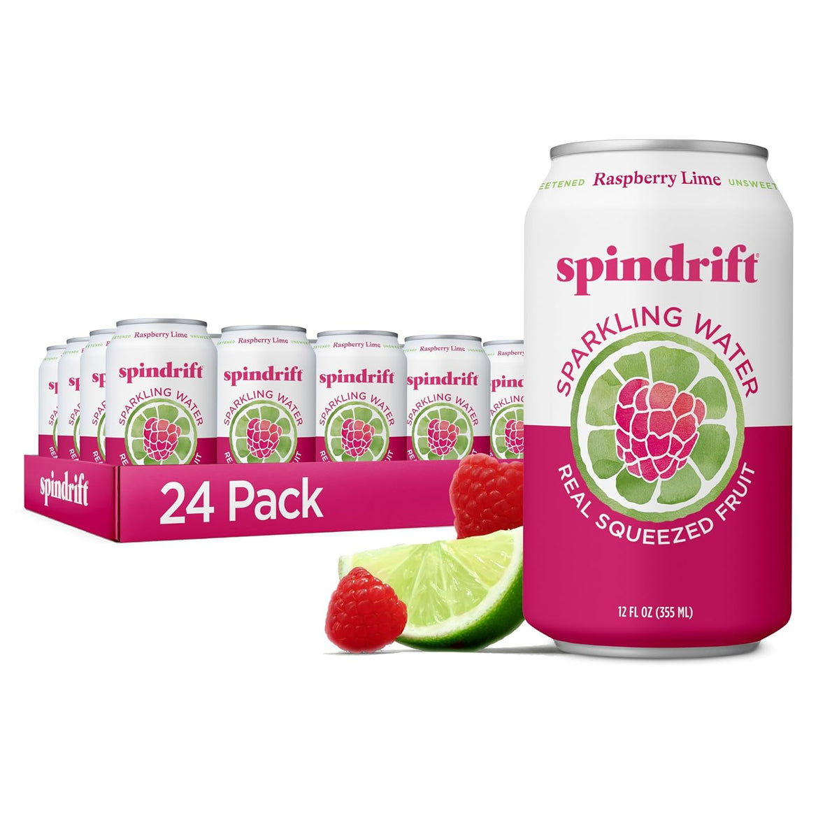 Spindrift sparkling water cans with real fruit flavor