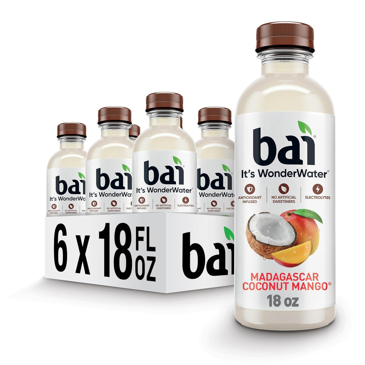 Bai coconut mango flavored water 18 ounce bottles