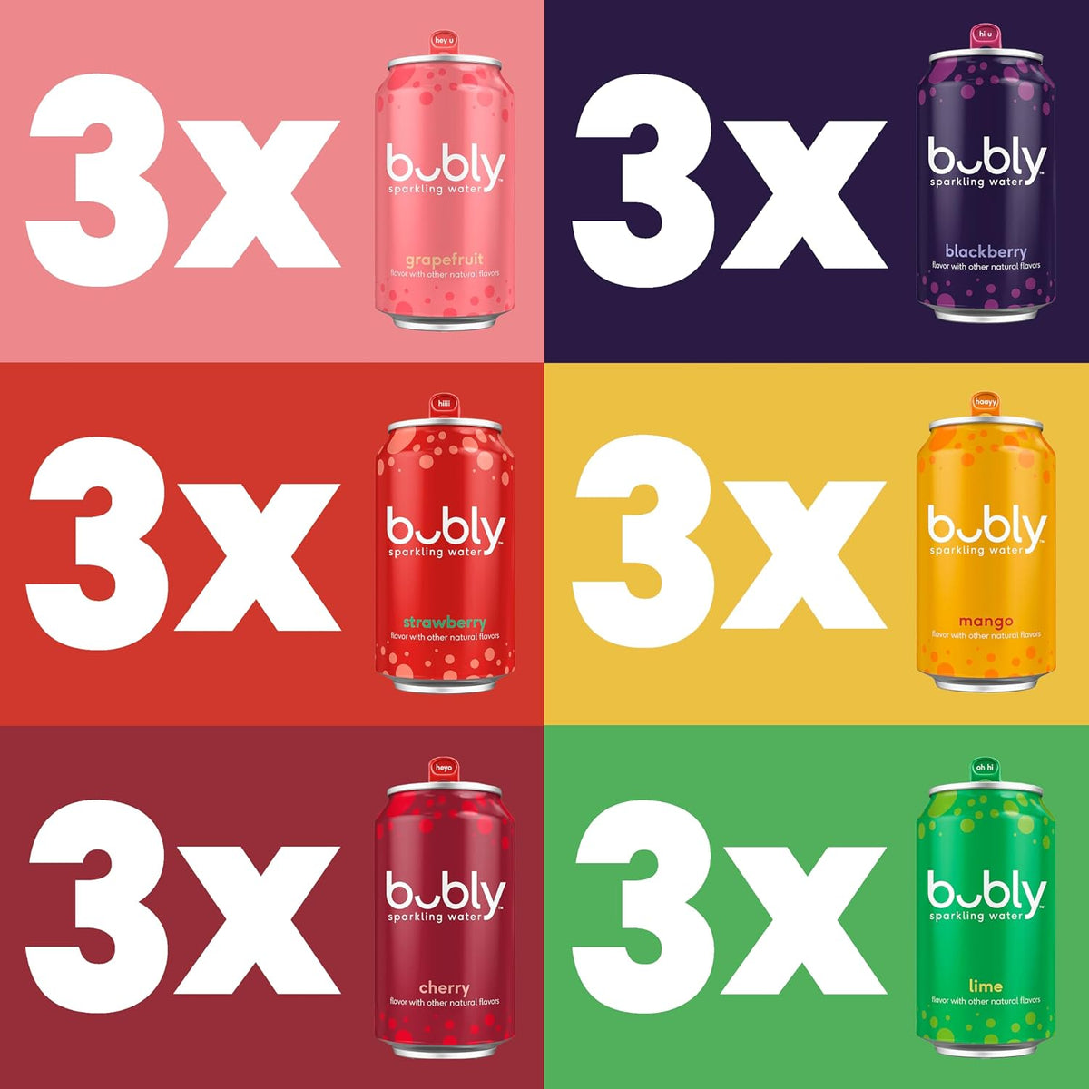 Bubly natural flavor sparkling seltzer cans