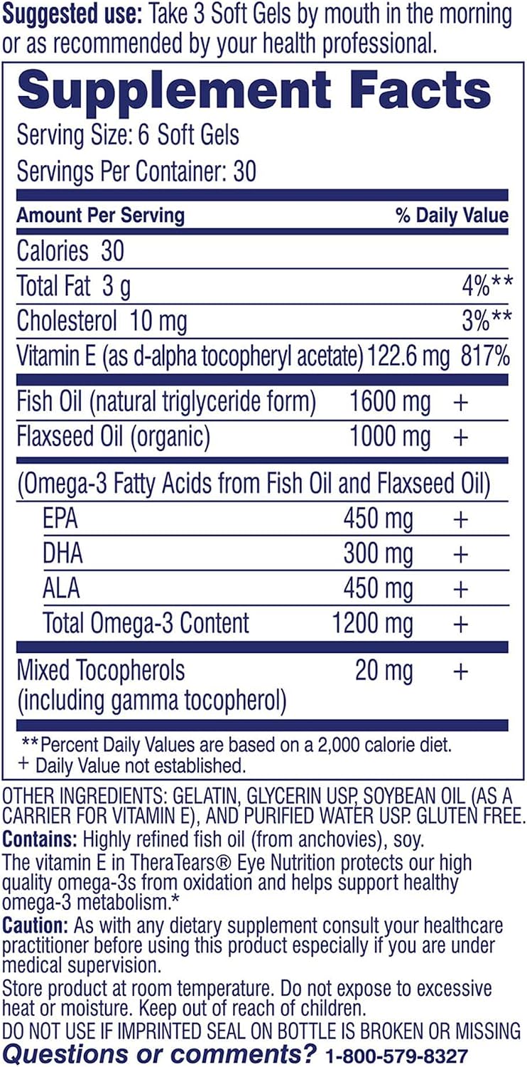 TheraTears 180 count eye care supplement packaging