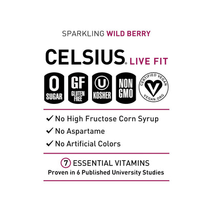 CELSIUS sparkling functional energy drink Wild Berry