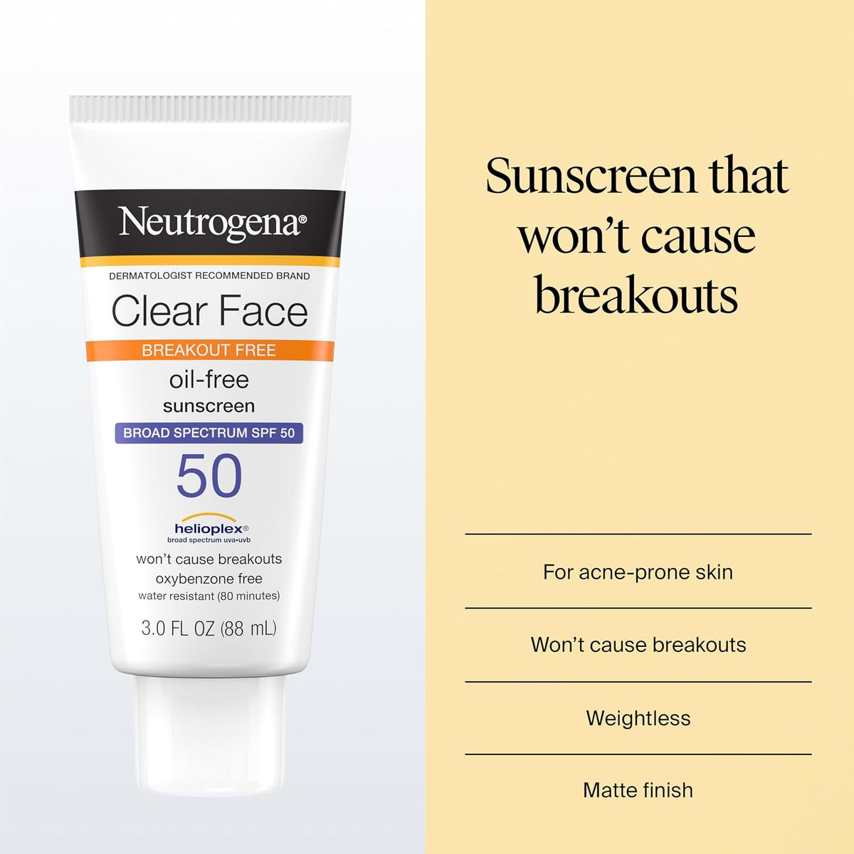 SPF 50 broad spectrum facial sunscreen 3 fl oz