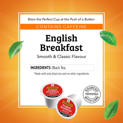English Breakfast caffeinated tea pods by Twinings