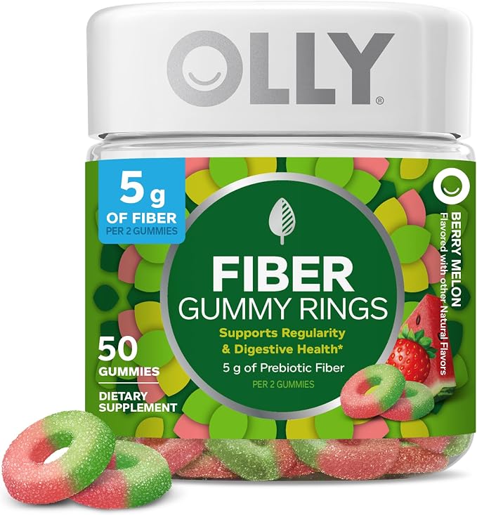 OLLY Fiber Gummy Rings Berry Melon 50 count bottle