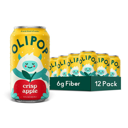 OLIPOP 6g fiber Crisp Apple soda cans