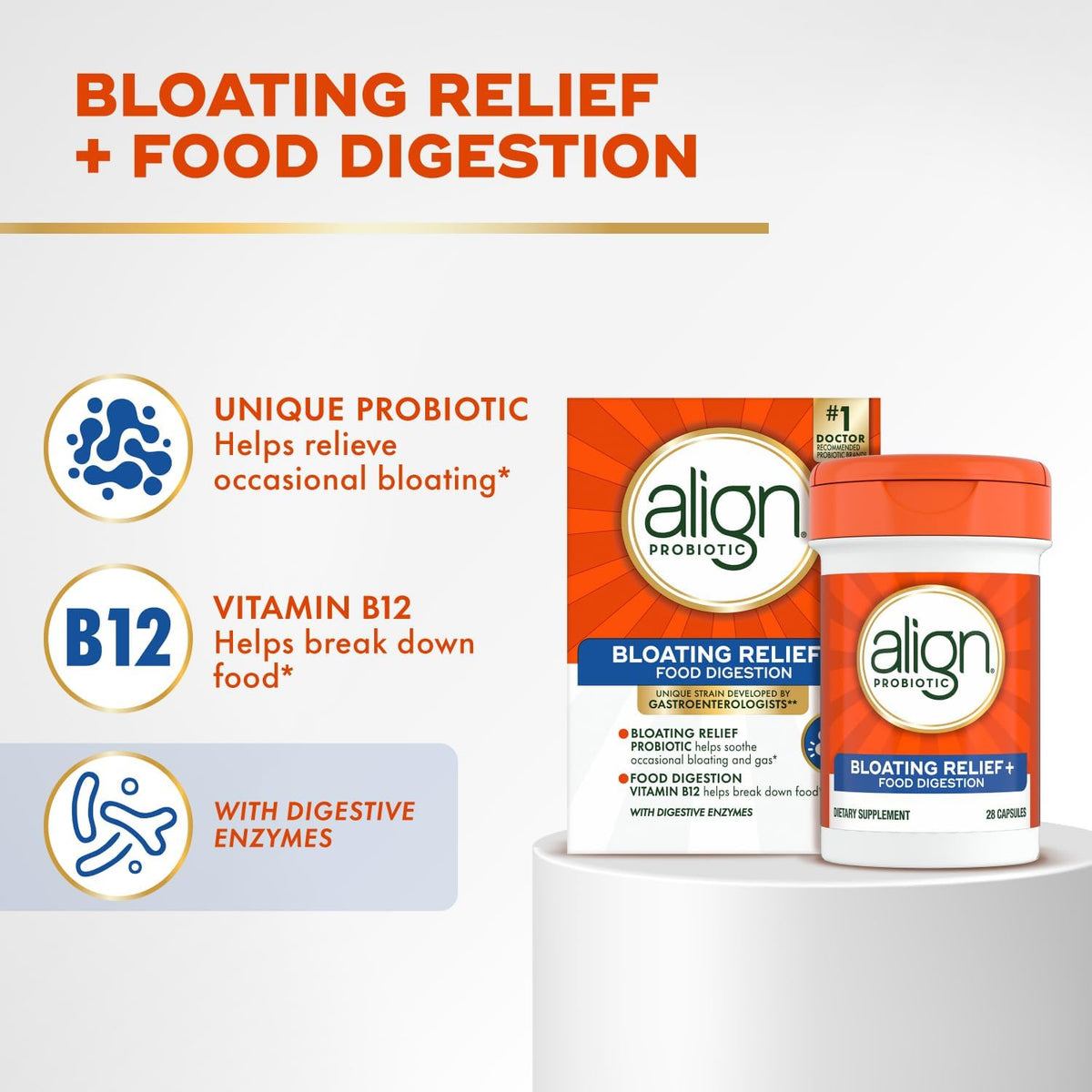 Align probiotic capsules with digestive health benefits