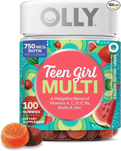 OLLY Teen Girl Multi Gummy 100 count bottle