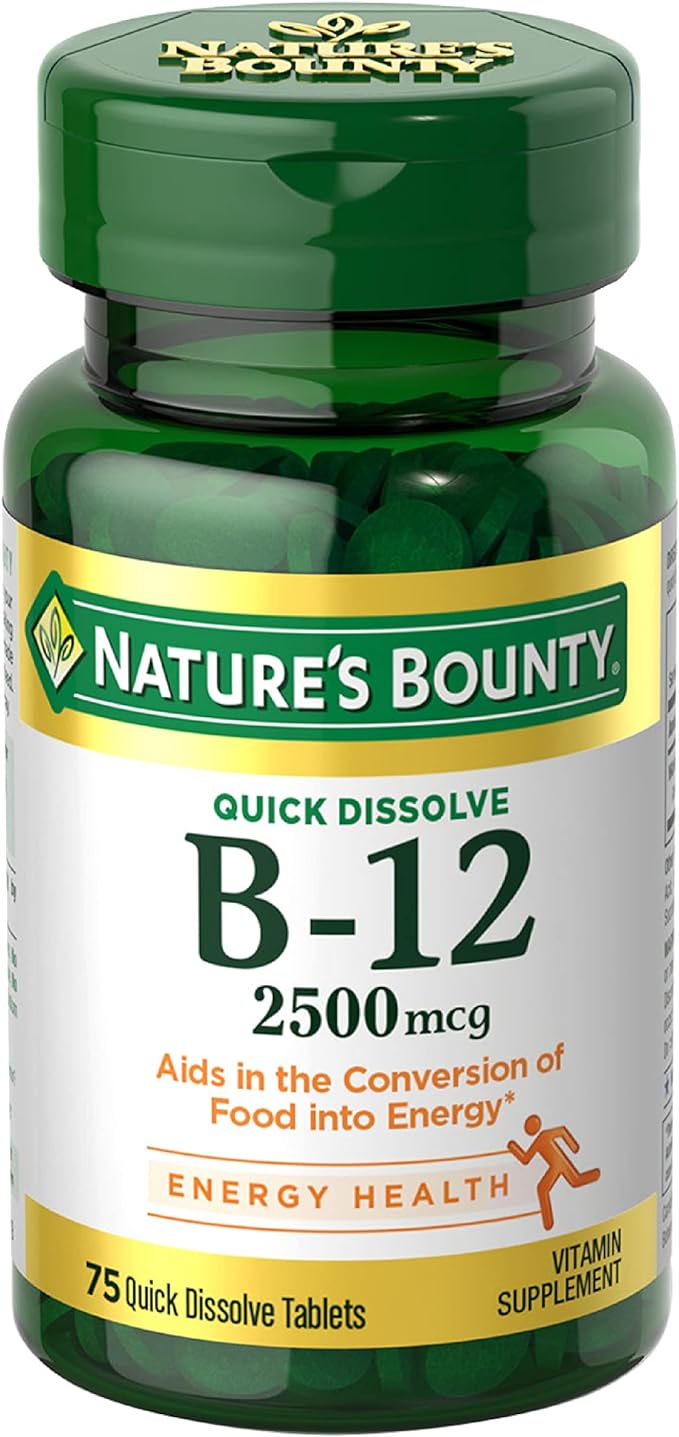 Nature's Bounty Vitamin B12 2500 mcg bottle front