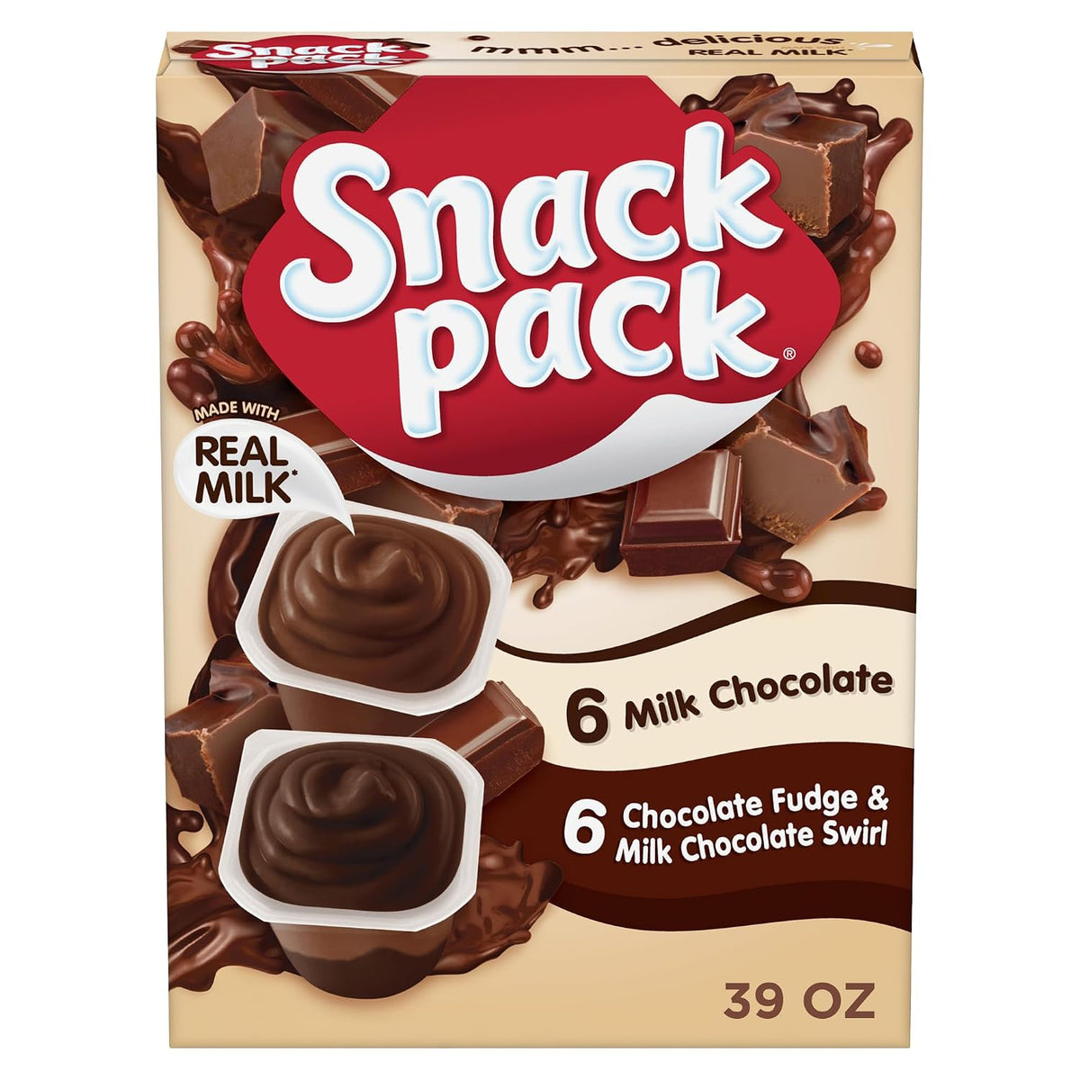 Snack Pack chocolate pudding cups in single serve packs