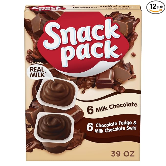 Snack Pack milk chocolate and chocolate fudge pudding cups 12 count