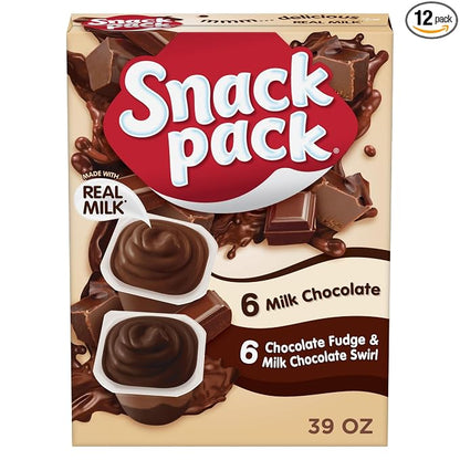Snack Pack milk chocolate and chocolate fudge pudding cups 12 count