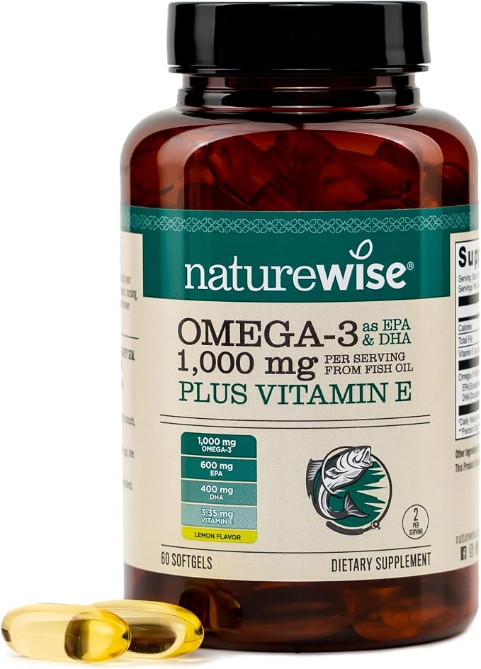 NatureWise Omega 3 fish oil supplement bottle