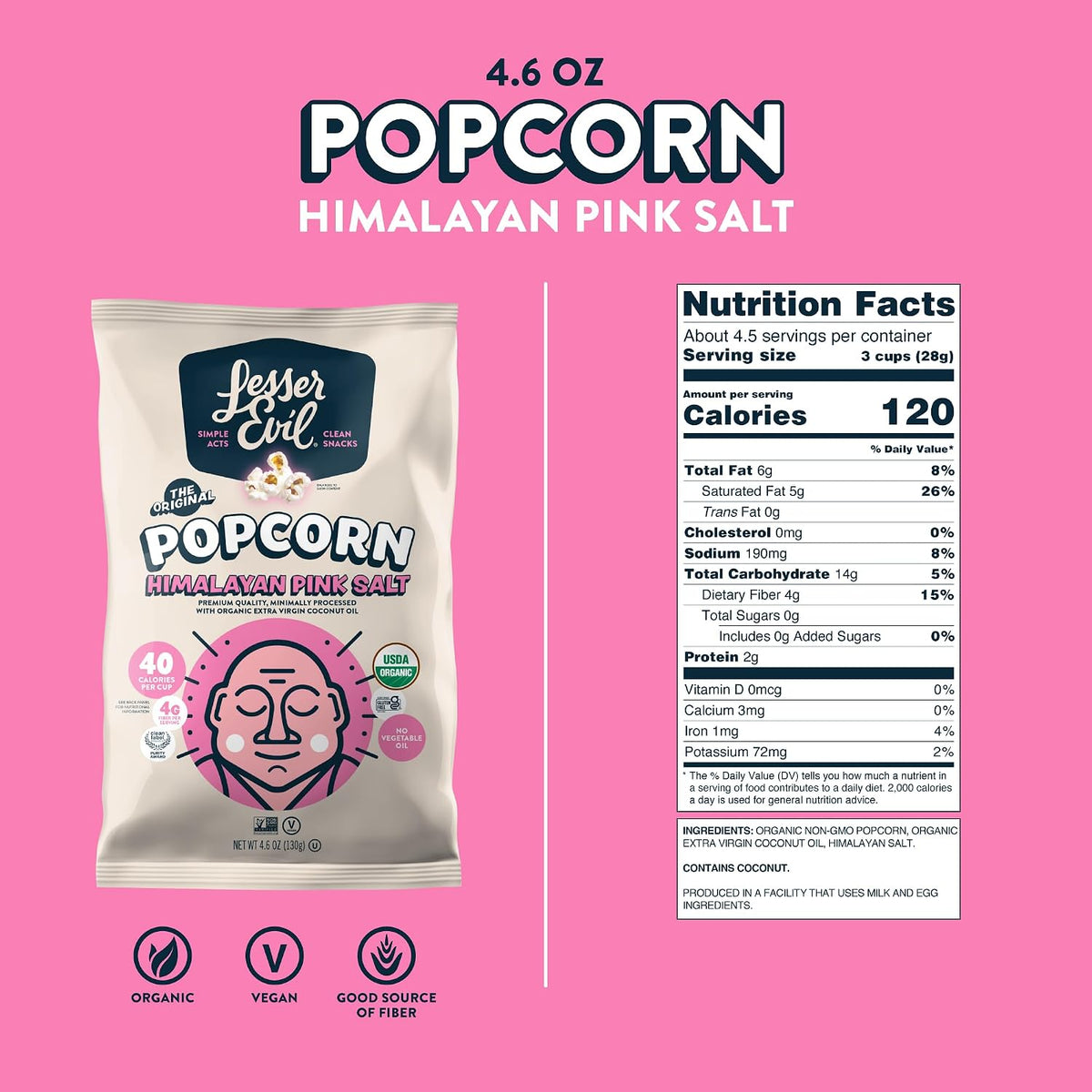 Quality ingredient popped popcorn snack bag