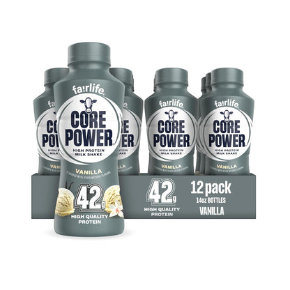 Ready to drink vanilla protein shake bottle by Core Power
