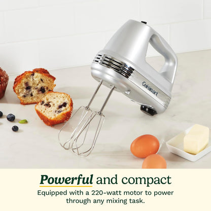 Electric hand mixer with whisk dough hooks and spatula