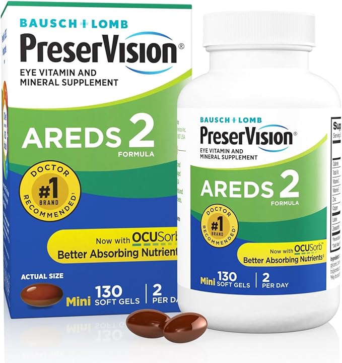 PreserVision AREDS 2 eye vitamins 130 softgels bottle
