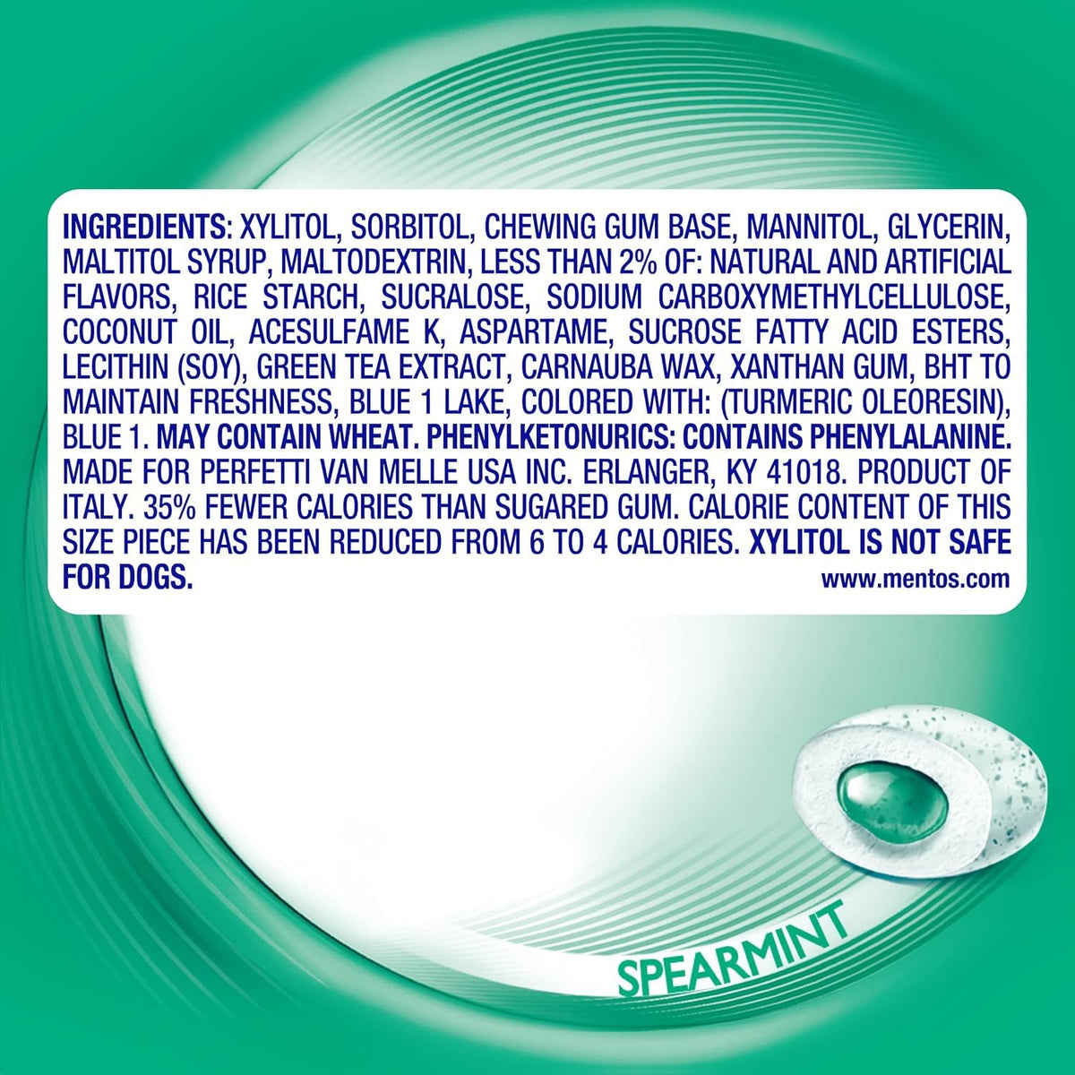 Spearmint MENTOS Pure Fresh gum pieces