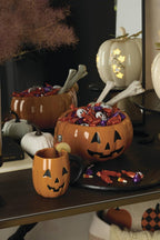 Decorative pumpkin mugs for coffee and cocoa
