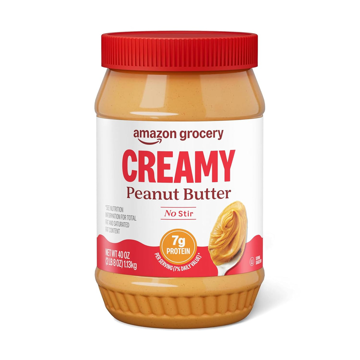 Amazon Brand Happy Belly peanut butter jar