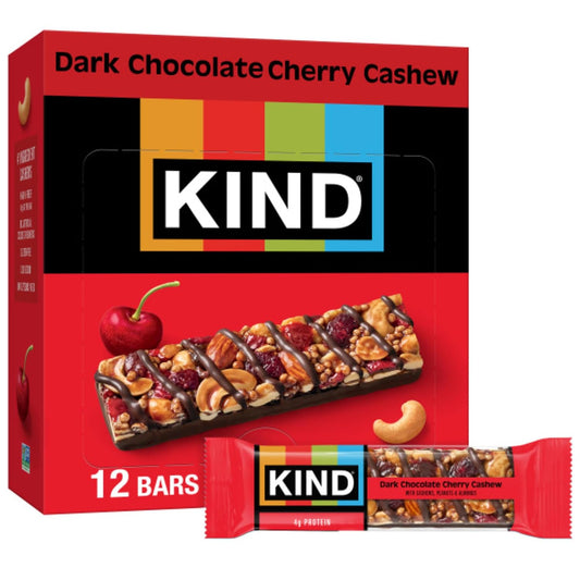 KIND gluten free nut bars with dark chocolate cherry cashew flavor