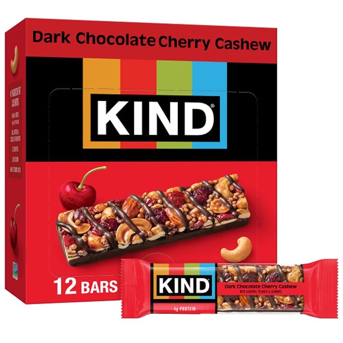 KIND Dark Chocolate Cherry Cashew snack bars 12 count box