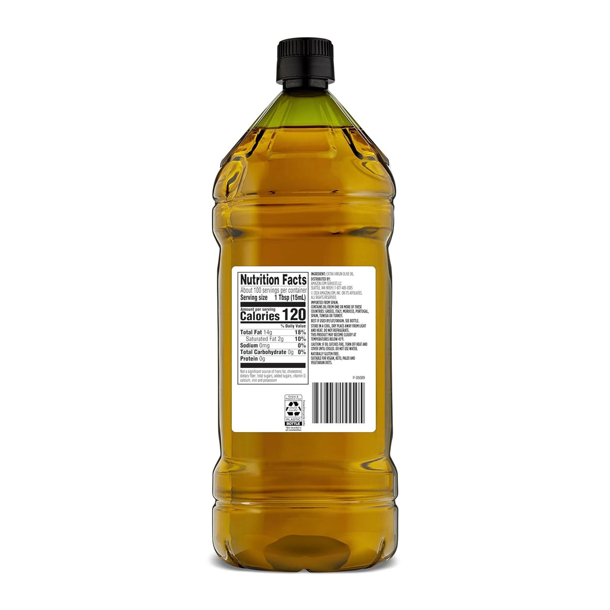 Large bottle of Amazon Fresh olive oil