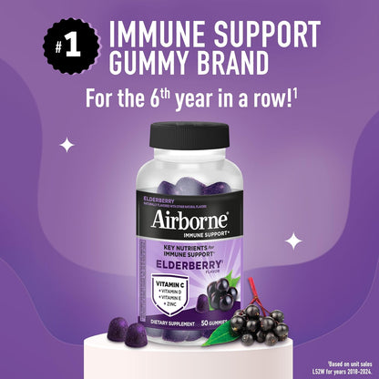 Elderberry flavored Vitamin C D E and zinc gummies