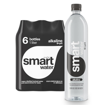 smartwater alkaline water with black cap bottle