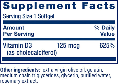 High potency Life Extension D3 softgels