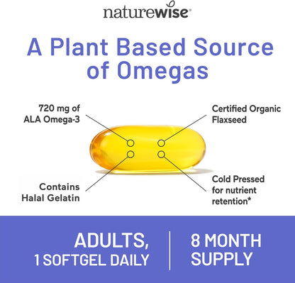NatureWise CCOF certified organic flaxseed oil softgels